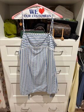 T.J.Maxx Blue and White Striped Midi Dress
